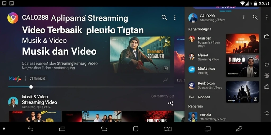 Screenshot aplikasi CALO288 menampilkan antarmuka Streaming Video yang menarik.