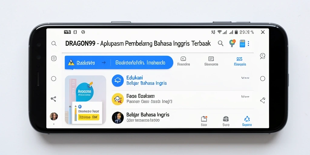 Antarmuka aplikas DRAGON99 yang intuitif untuk belajar bahasa Inggris.