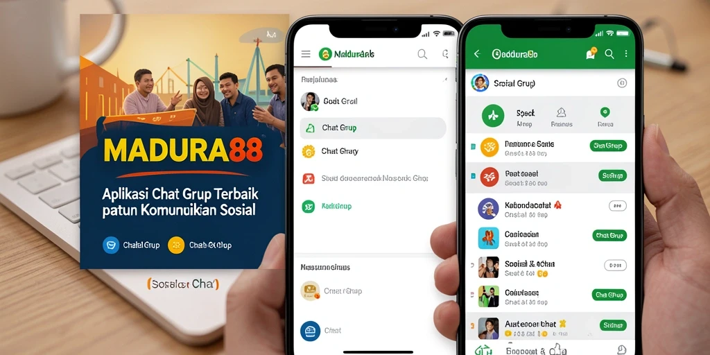 Tampilan antarmuka utama <strong>MADURA88</strong> yang menunjukkan fitur Chat Grup dengan jelas.