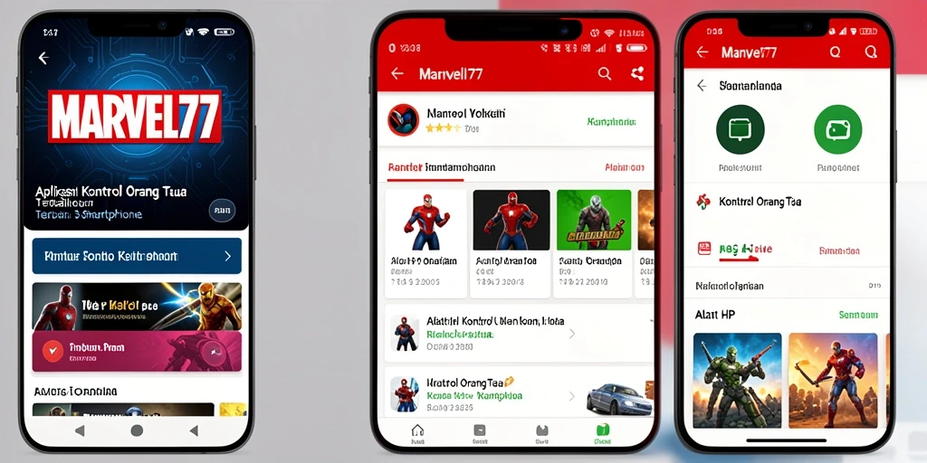 Antarmuka aplikasi MARVEL77 yang intuitif untuk kontrol orang tua.