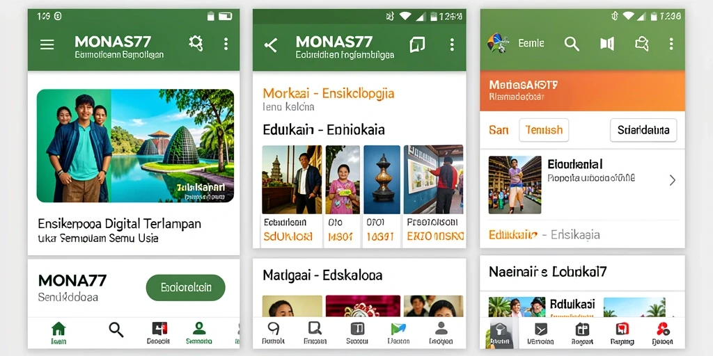 Tampilan antarmuka aplikasi MONAS77 yang informatif.