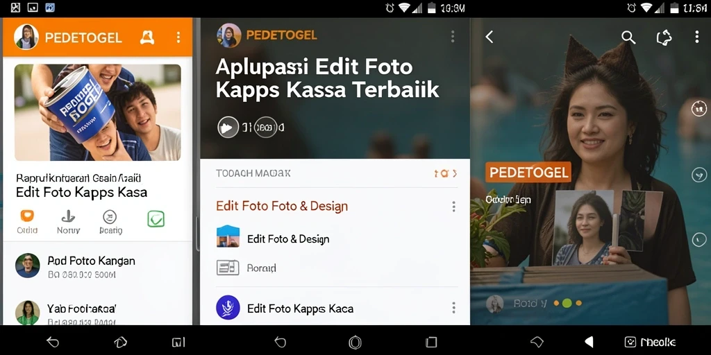 Antarmuka PEDETOGEL menampilkan alat pengeditan foto sederhana dan menarik.