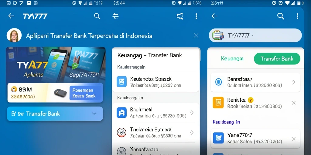 Tampilan antarmuka aplikasi Transfer Bank TYA777 yang sederhana dan fungsional.
