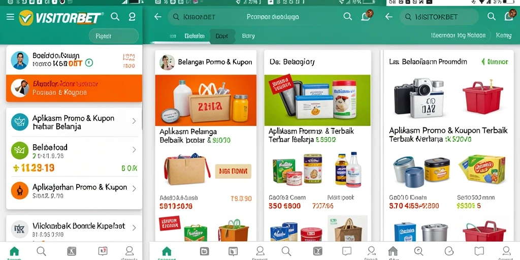 Tampilan aplikasi VISITORBET dengan fitur Promo & Kupon.